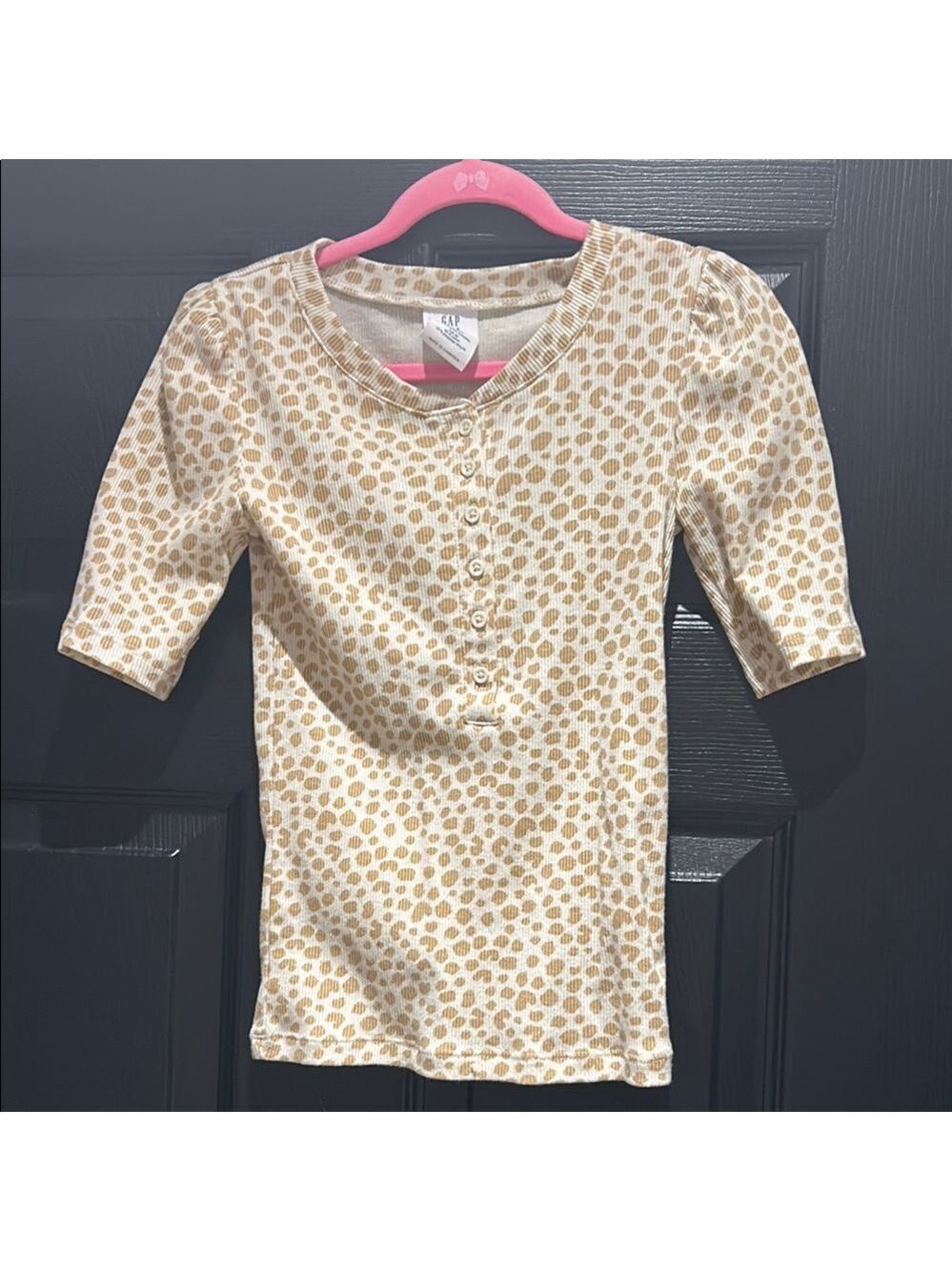 GAP girls giraffe print knit top - Cream and Brown